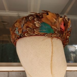 Vintage 50's feather cocktail hat